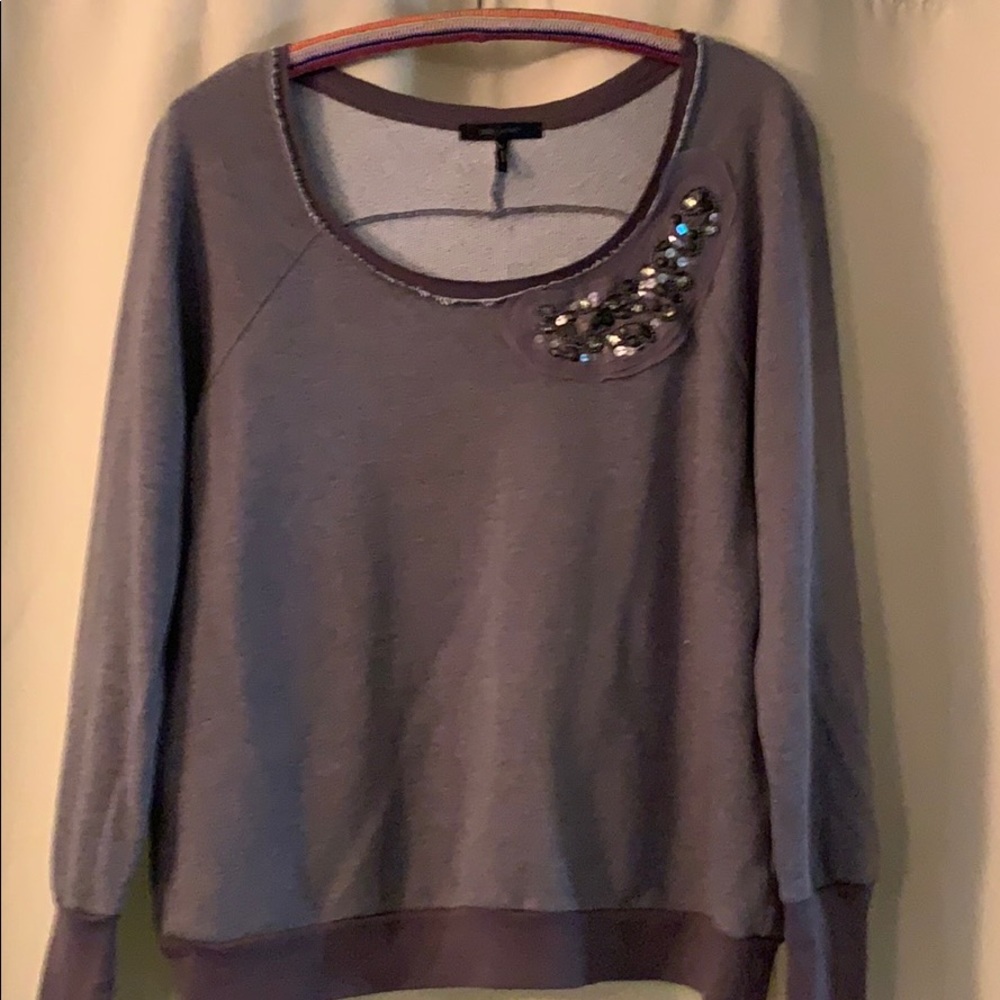 Daisy Fuentes L sweatshirt grey w/ sequence decor